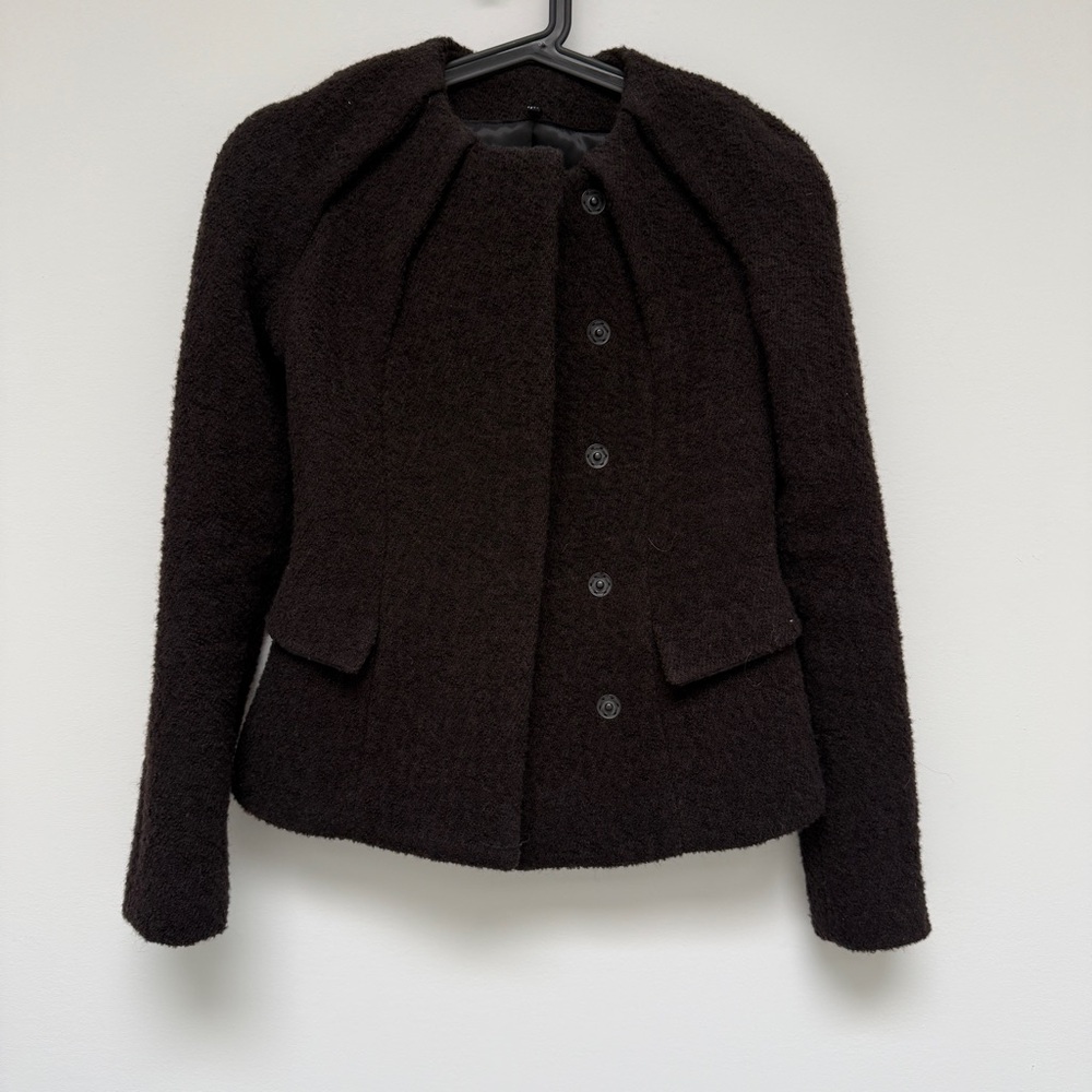 H&M STUDIO COLLECTION WOOL-BLEND PLEAT-NECKLINE JACKET - Picture 4 of 7